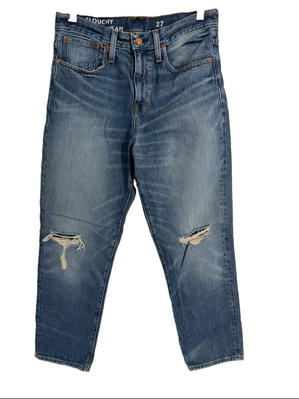 J.Crew Straight Slouchy Boyfriend Jeans 27 Southern Sky Wash 100% Cotton Denim